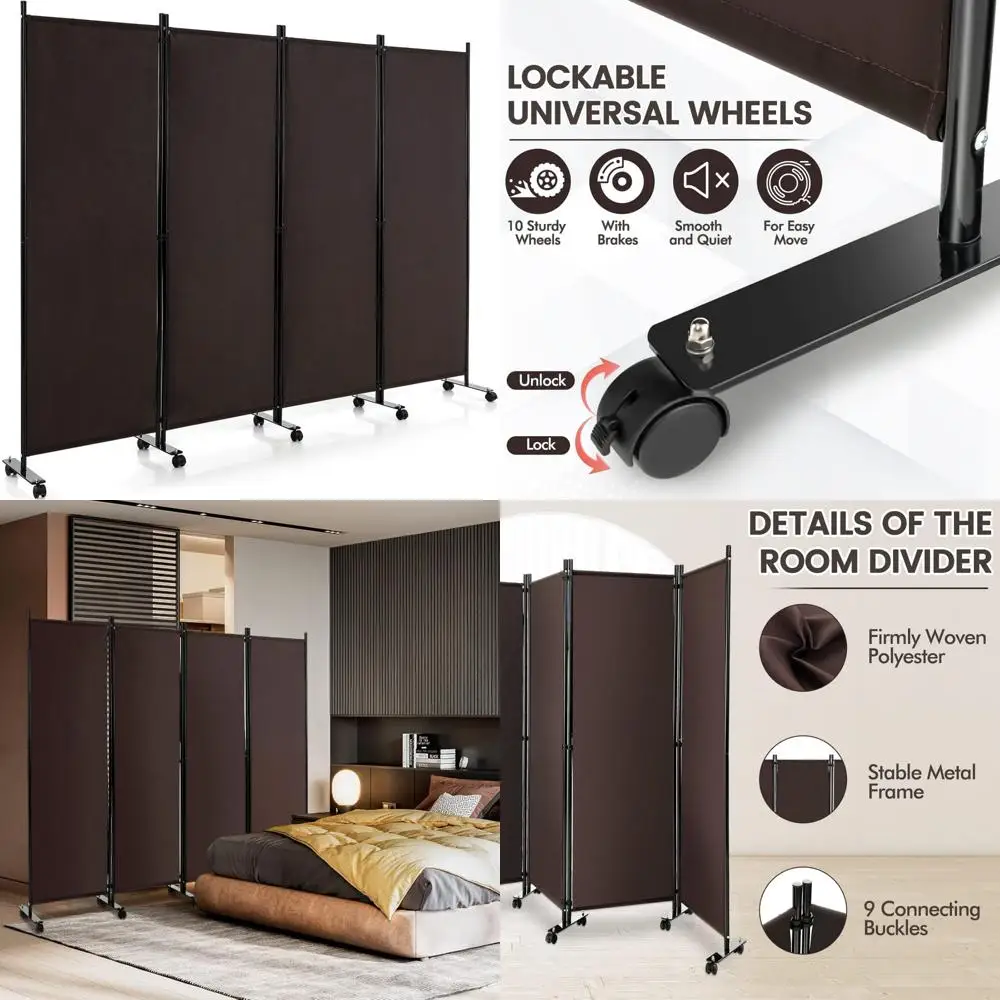 Складная перегородка для конфиденциальности с запираемыми колесами, 4-панельная тканевая перегородка, вращающаяся отдельно стоящая перегородка для дома и
Складная перегородка для конфиденциальности с запираемыми колесами, 4-панельная тканевая перегородка, вращающаяся отдельно стоящая перегородка для дома и