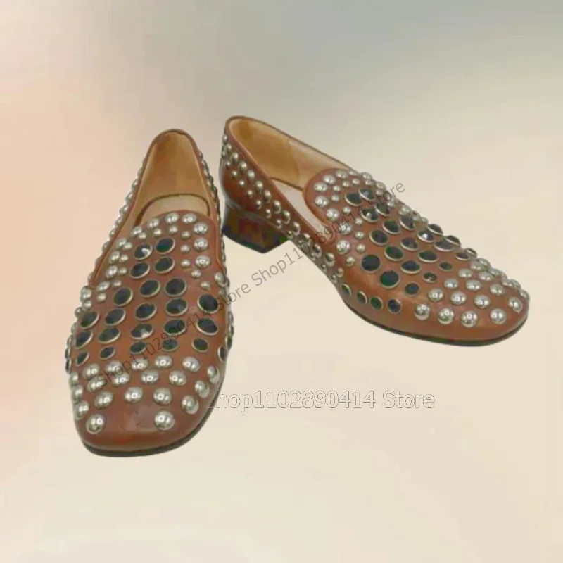 Silver Rivets Decor Brown Square Toe Penny Loafers Fashion Slip On Men Shoes Luxurious Handmade Party Banquet Men Casual Shoes
Silver Rivets Decor Brown Square Toe Penny Loafers Fashion Slip On Men Shoes Luxurious Handmade Party Banquet Men Casual Shoes