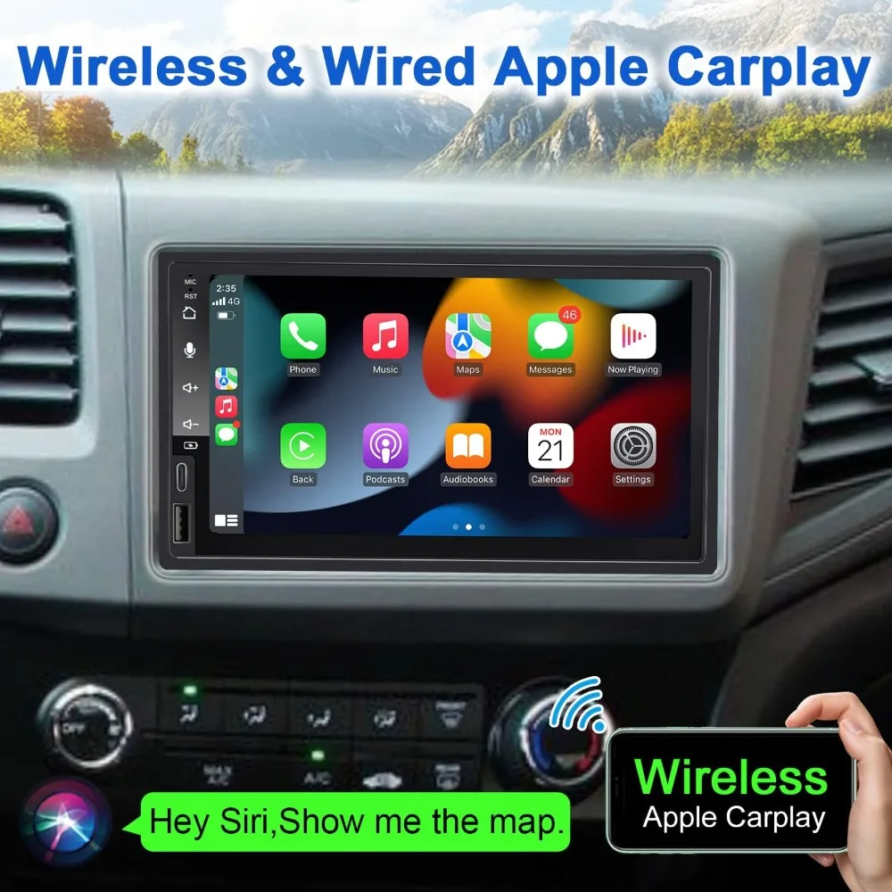 Автомобильный радиоприемник, беспроводной CarPlay, беспроводной Android Auto, универсальная автомобильная стереосистема с двойным дин-приводом и задней стороной в реальном времени
Автомобильный радиоприемник, беспроводной CarPlay, беспроводной Android Auto, универсальная автомобильная стереосистема с двойным дин-приводом и задней стороной в реальном времени