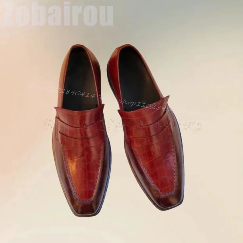 Burgandy Crocodile Print Sewing Design Loafers Fashion Slip On Men Shoes Luxurious Handmade Party Banquet Office Men Dress Shoes
Burgandy Crocodile Print Sewing Design Loafers Fashion Slip On Men Shoes Luxurious Handmade Party Banquet Office Men Dress Shoes