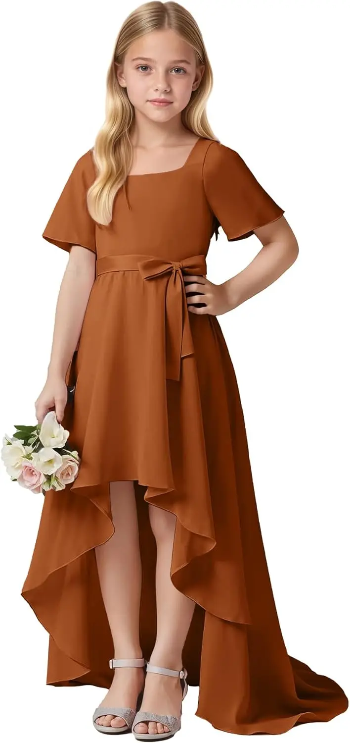 Chiffon Teenage Women's Bridesmaid Dress, Square Neck Short Sleeved Elegant Ruffled Bow ,Formal Occasion Dress Flower Girl Dress
Chiffon Teenage Women's Bridesmaid Dress, Square Neck Short Sleeved Elegant Ruffled Bow ,Formal Occasion Dress Flower Girl Dress