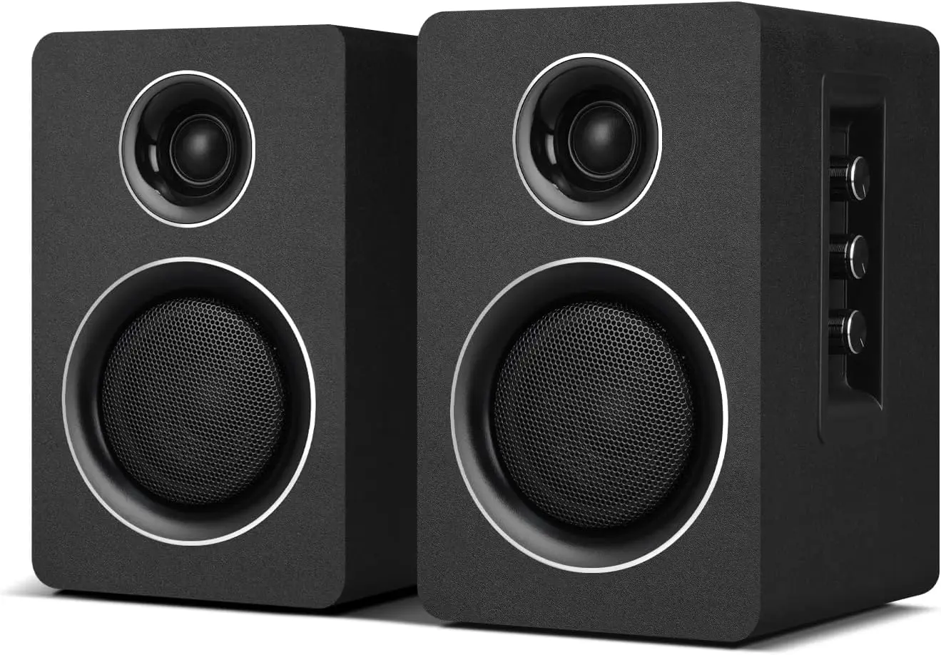 Настольные колонки для ПК с 3-дюймовым углеродным вуфером, Bluetooth 5.3, входами USB-C и AUX/RCA — черный стерео-комплект
Настольные колонки для ПК с 3-дюймовым углеродным вуфером, Bluetooth 5.3, входами USB-C и AUX/RCA — черный стерео-комплект