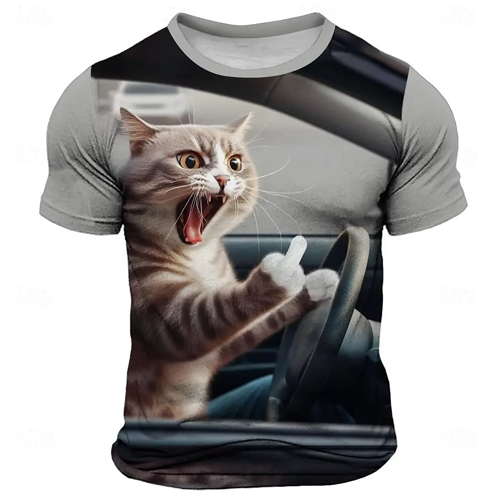 Funny 3D Cat Print Men's T-Shirt Casual Round Neck Short Sleeve Tops Fashion Animal Pattern Streetwear Summer Loose Tee Pullover
Funny 3D Cat Print Men's T-Shirt Casual Round Neck Short Sleeve Tops Fashion Animal Pattern Streetwear Summer Loose Tee Pullover