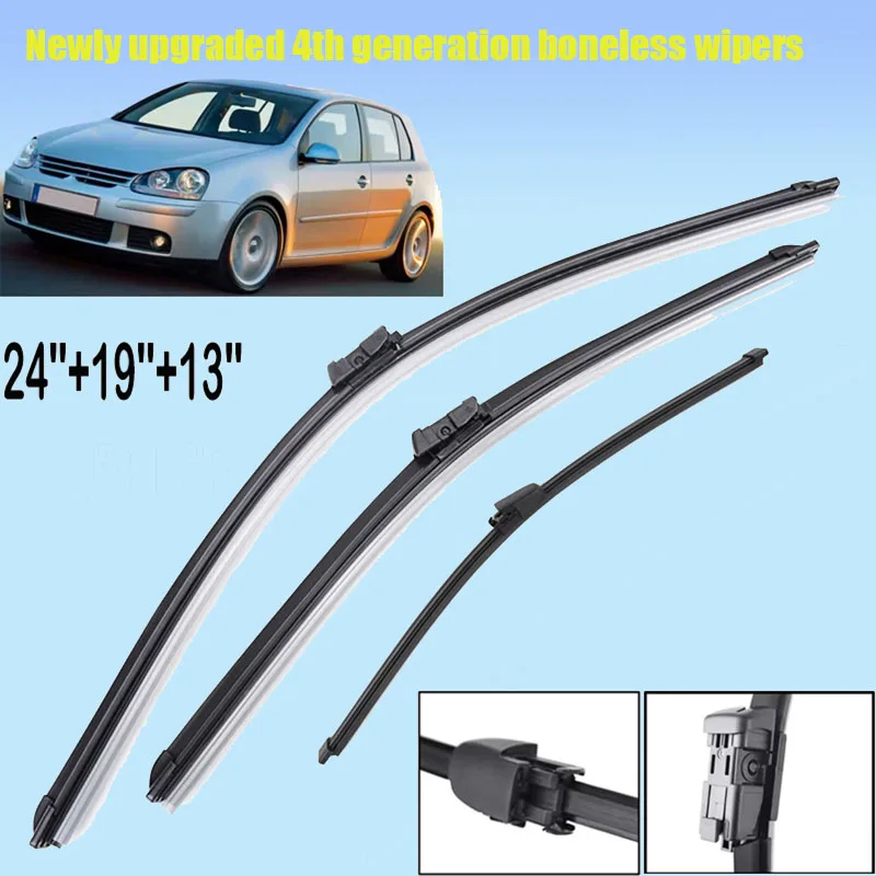Front and Rear Windshield Wiper Blades For VW Golf 5 Windscreen Wipers Car Accessories 2005 2006 2007 2008 2009 24"19"13"
Front and Rear Windshield Wiper Blades For VW Golf 5 Windscreen Wipers Car Accessories 2005 2006 2007 2008 2009 24"19"13"