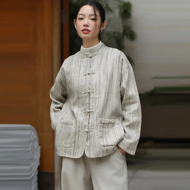 High Quality Cotton Linen Jackets Women New 2024 Autumn Chinese Style Stand Collar Loose Female Thick Outerwear Coats M170
High Quality Cotton Linen Jackets Women New 2024 Autumn Chinese Style Stand Collar Loose Female Thick Outerwear Coats M170