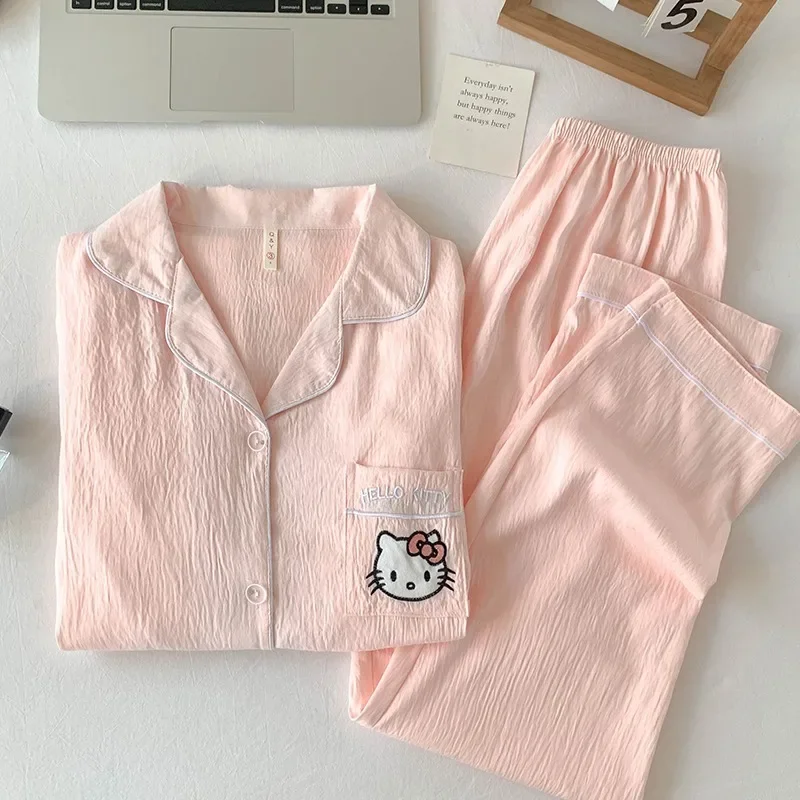 New summer Hello Kitty cotton pajamas two-piece set long-sleeved trousers cute cartoon Hello Kitty casual loose loungewear
New summer Hello Kitty cotton pajamas two-piece set long-sleeved trousers cute cartoon Hello Kitty casual loose loungewear