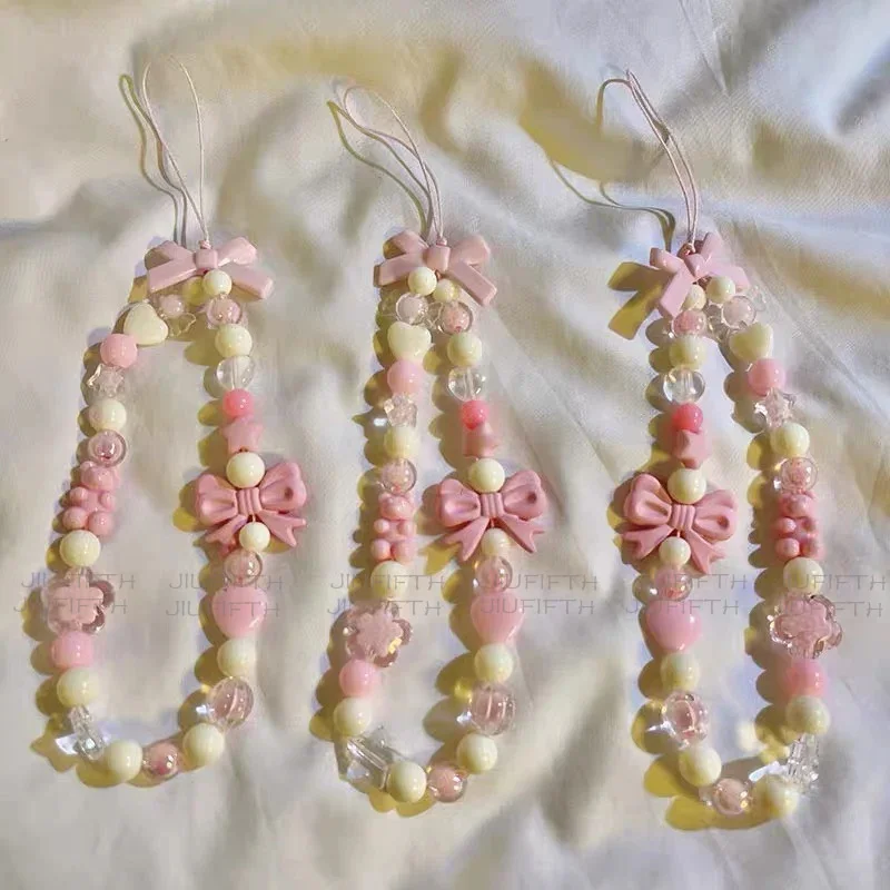Bowknot beaded mobile phone chain charm acrylic heart beaded pendant phone hanging lanyard strap women girls sweet accessories
Bowknot beaded mobile phone chain charm acrylic heart beaded pendant phone hanging lanyard strap women girls sweet accessories