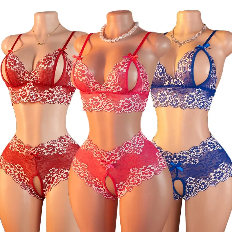 Perspective Printed Lace Women's Bras Set Sexy Bow Underwear Erotic Costumes Crotchless Transparent Hollow Out Bra Panty Set
Perspective Printed Lace Women's Bras Set Sexy Bow Underwear Erotic Costumes Crotchless Transparent Hollow Out Bra Panty Set