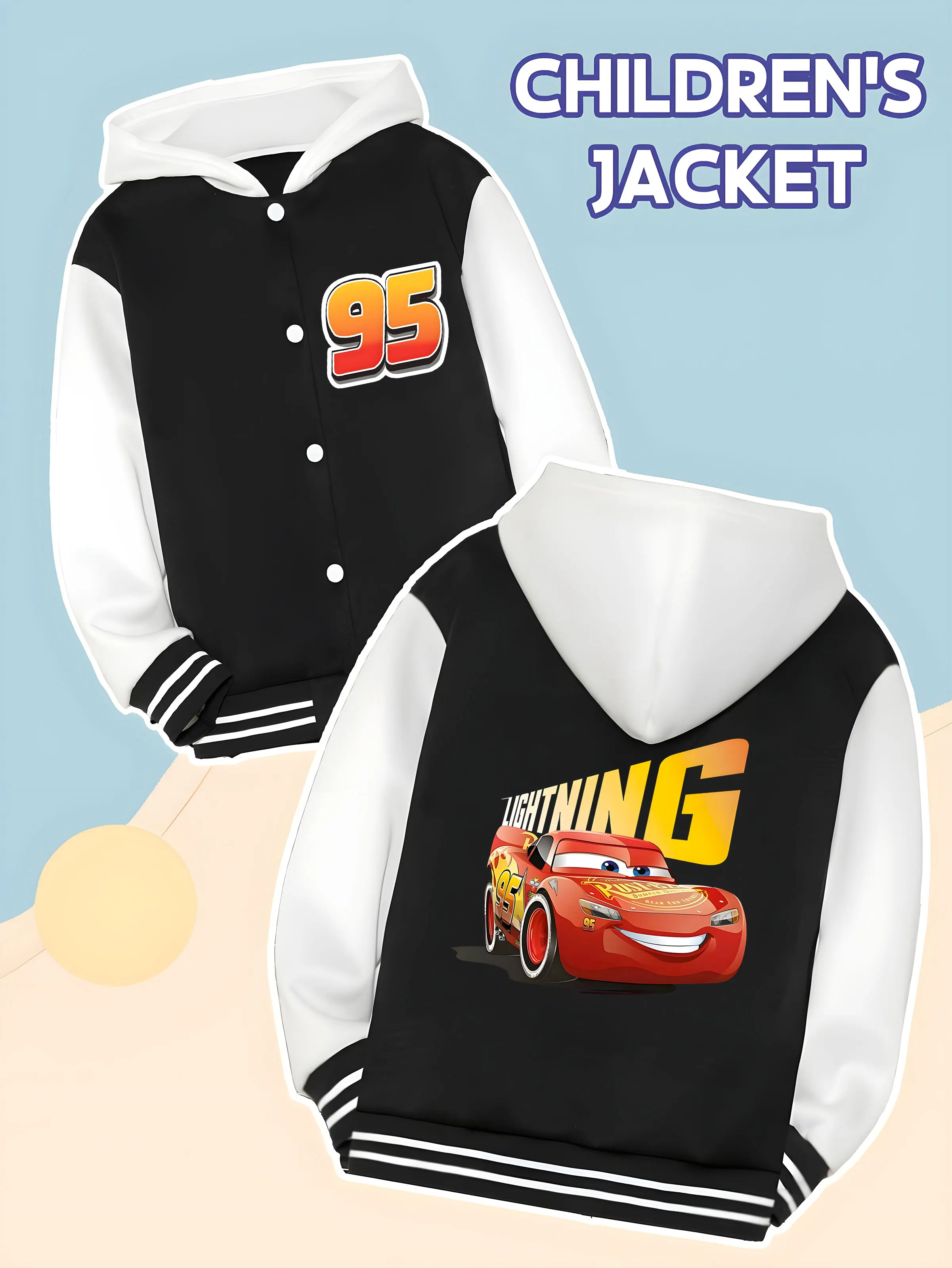 MINISO Disney's "Cars" Lightning McQueen Boys' Baseball Jacket - Race 95, suitable for sports and play, trendy and handsome 
MINISO Disney's "Cars" Lightning McQueen Boys' Baseball Jacket - Race 95, suitable for sports and play, trendy and handsome