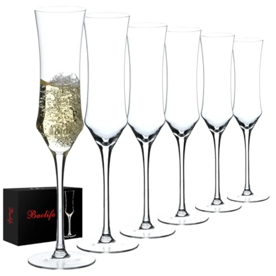 Champagne Flutes Set of 6 - Hand Blown Crystal Champagne Glasses With Long Stem - 7 oz Elegant Sparkling Wine Stemware - Unique
Champagne Flutes Set of 6 - Hand Blown Crystal Champagne Glasses With Long Stem - 7 oz Elegant Sparkling Wine Stemware - Unique