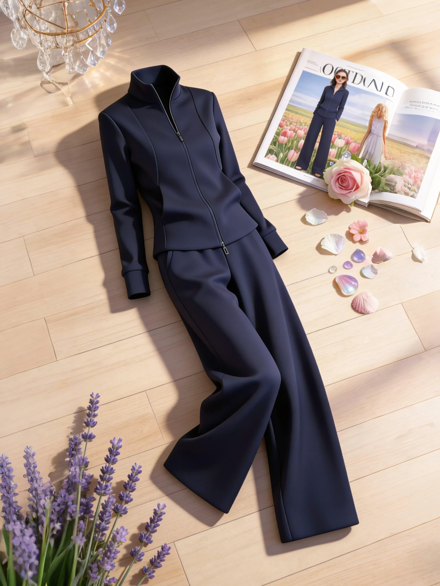 Spring 2026 Fashion Women's Stand Collar Top Wide Leg Pants Two Piece Set Casual Commute Style Comfortable Breathable Clothing
Spring 2026 Fashion Women's Stand Collar Top Wide Leg Pants Two Piece Set Casual Commute Style Comfortable Breathable Clothing