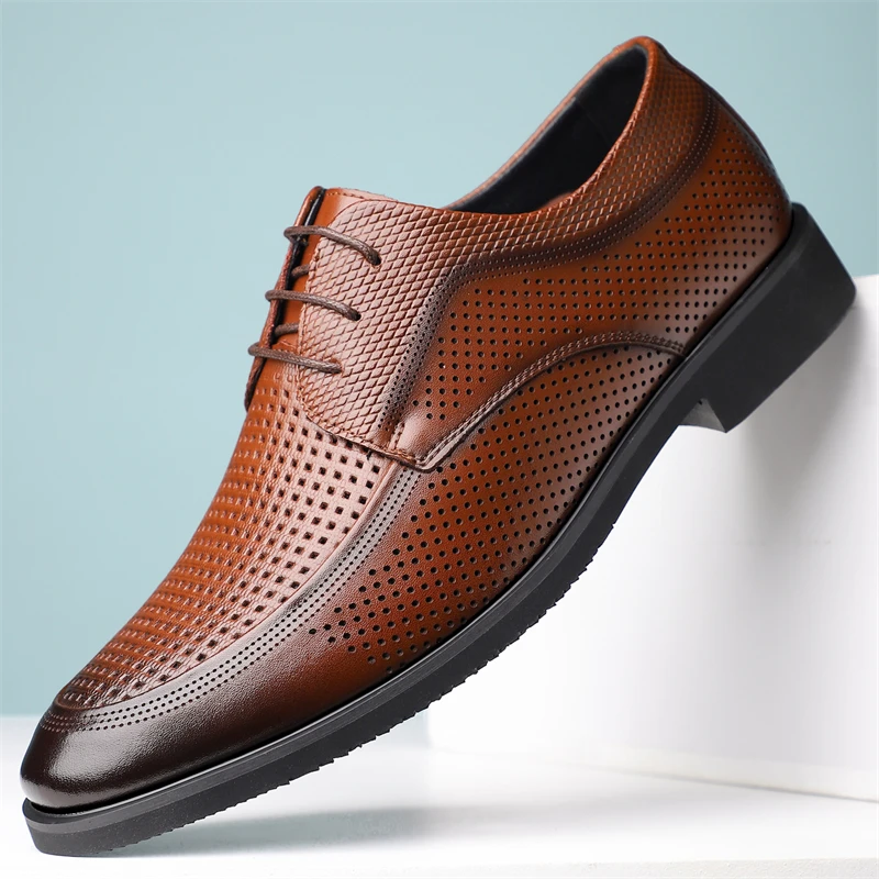 Men's Summer Breathable Leather Shoes Comfortable Business Formal Derbies Hollow out Design for Airy Footwear-SJ8085-1
Men's Summer Breathable Leather Shoes Comfortable Business Formal Derbies Hollow out Design for Airy Footwear-SJ8085-1