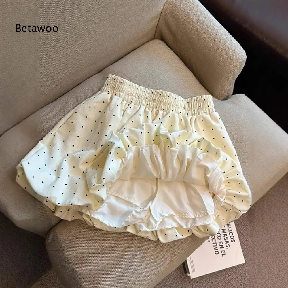 Women's Cream Polka Dot Elastic Waist Ruffled Layered Mini Skort
Women's Cream Polka Dot Elastic Waist Ruffled Layered Mini Skort