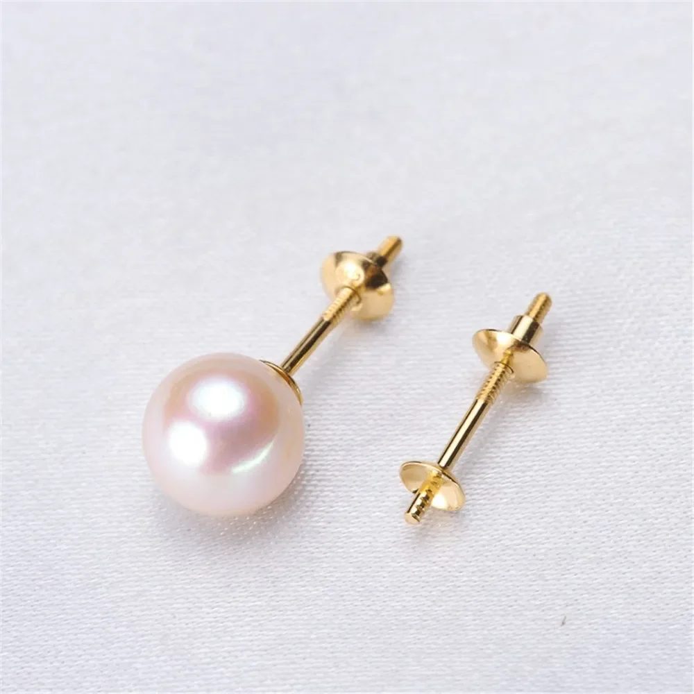 DIY Accessories G18K Yellow Gold Stud Earrings Empty Hold Double Bead Personalized Earrings Natural Round Pearl Women's Earrings
DIY Accessories G18K Yellow Gold Stud Earrings Empty Hold Double Bead Personalized Earrings Natural Round Pearl Women's Earrings