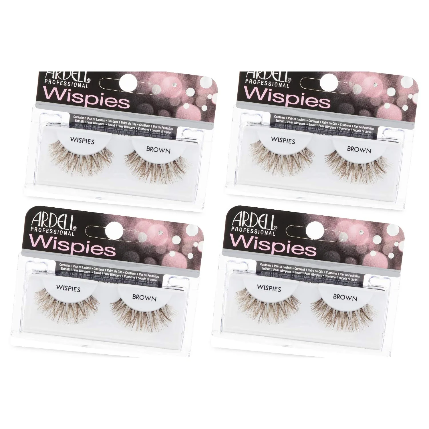 False Eyelashes Wispies Brown, Natural Look Strip Lashes, Lightweight & Reusable, 4 Pack
False Eyelashes Wispies Brown, Natural Look Strip Lashes, Lightweight & Reusable, 4 Pack
