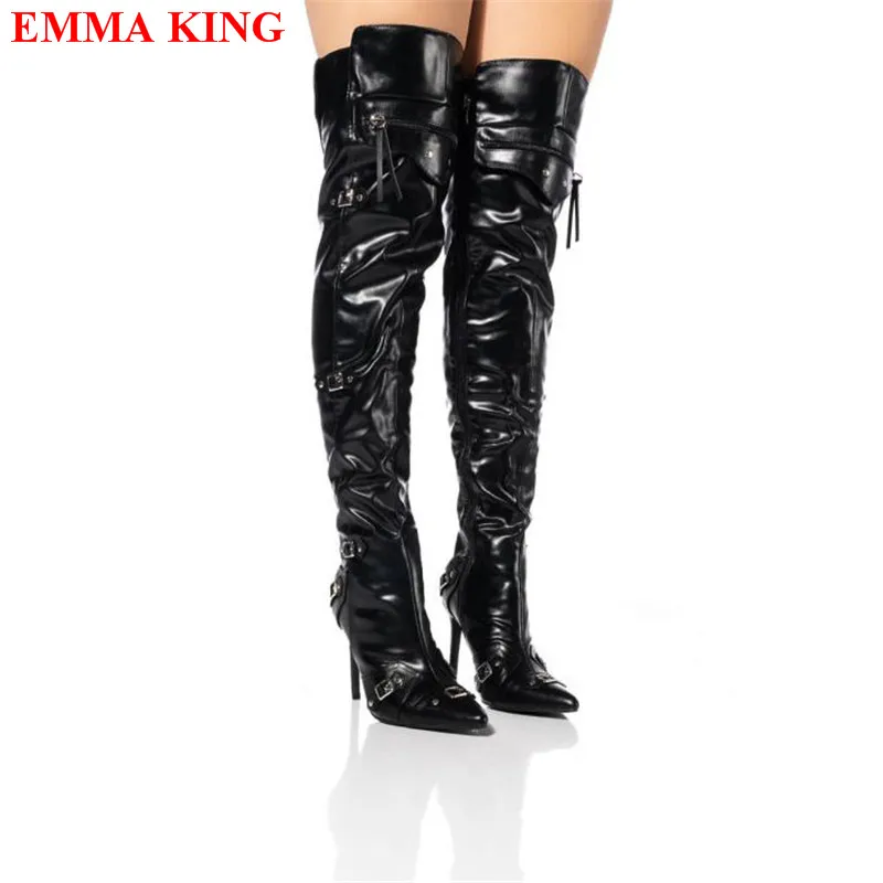 Sexy Winter Female Pointy Over The Knee Boots Fashion Design Black Buckle Strap Motorcycle Boots Autumn Ladies Thigh High Boots
Sexy Winter Female Pointy Over The Knee Boots Fashion Design Black Buckle Strap Motorcycle Boots Autumn Ladies Thigh High Boots