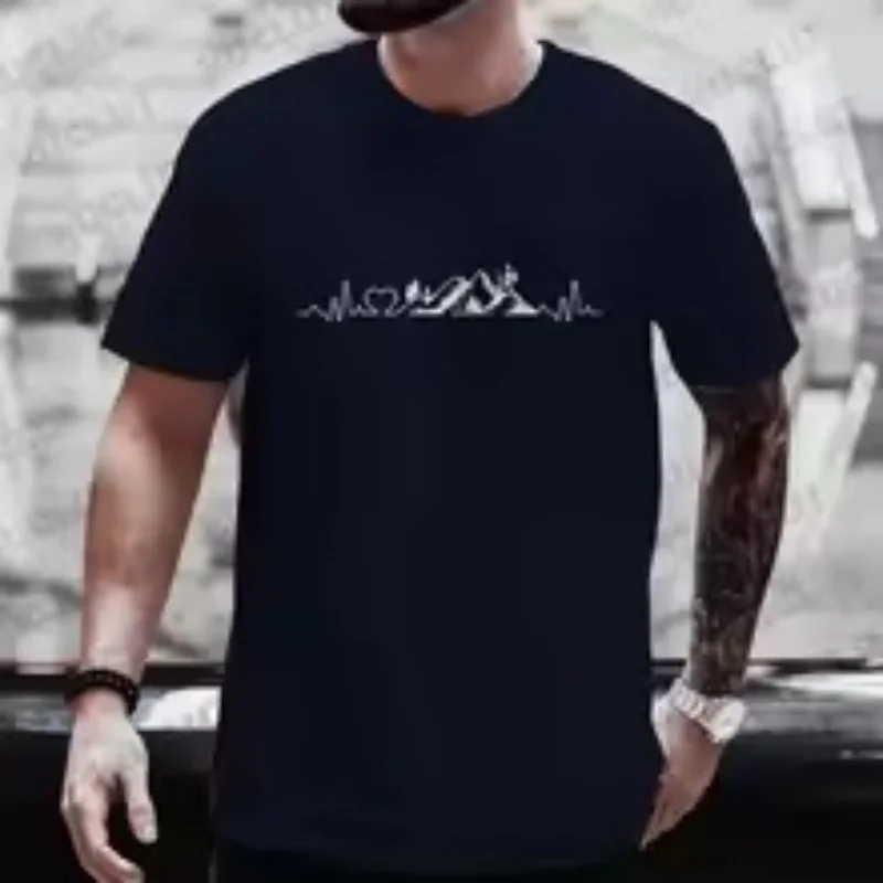 Summer men's T-shirt hiking fun heartbeat mountain print pattern outdoor casual round neck short sleeved T-shirt top
Summer men's T-shirt hiking fun heartbeat mountain print pattern outdoor casual round neck short sleeved T-shirt top
