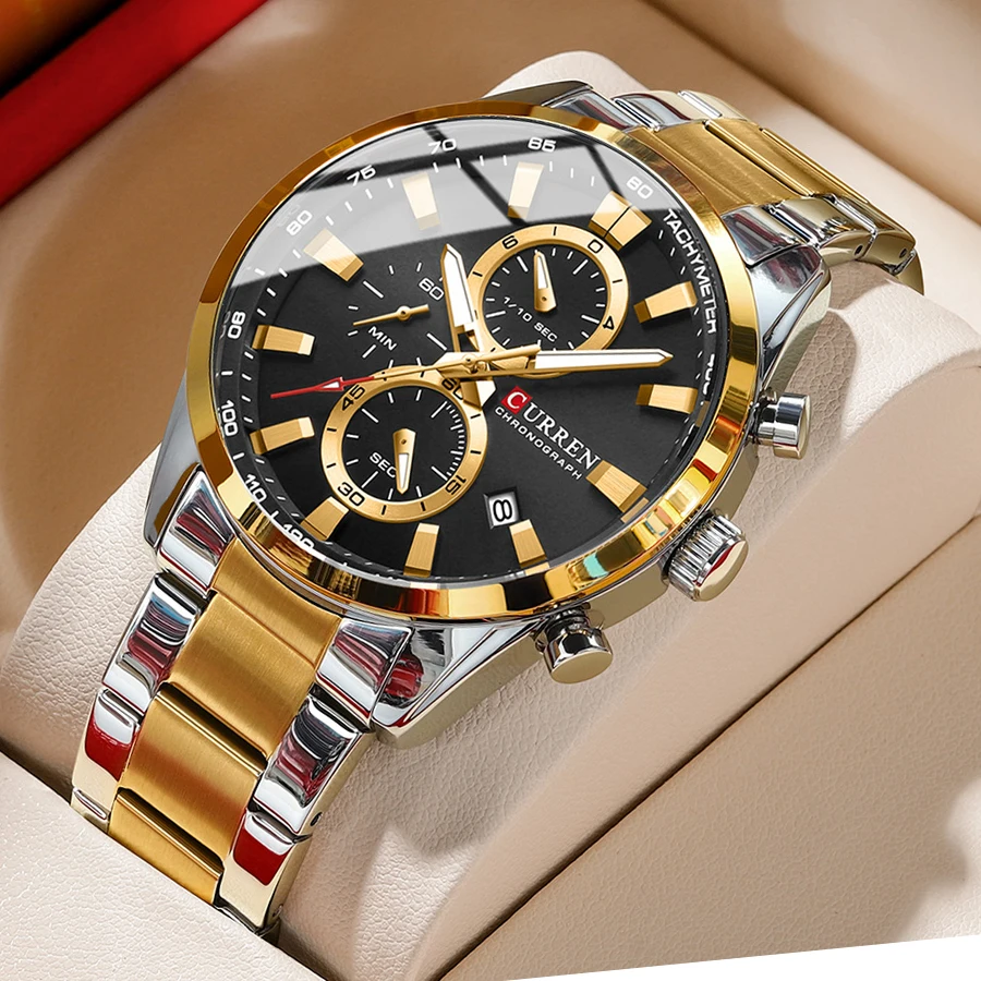 CURREN Quartz Chrono Sport Watch Brands for Men - Stainless Steel Bracelet and Multifunctional Dial
CURREN Quartz Chrono Sport Watch Brands for Men - Stainless Steel Bracelet and Multifunctional Dial