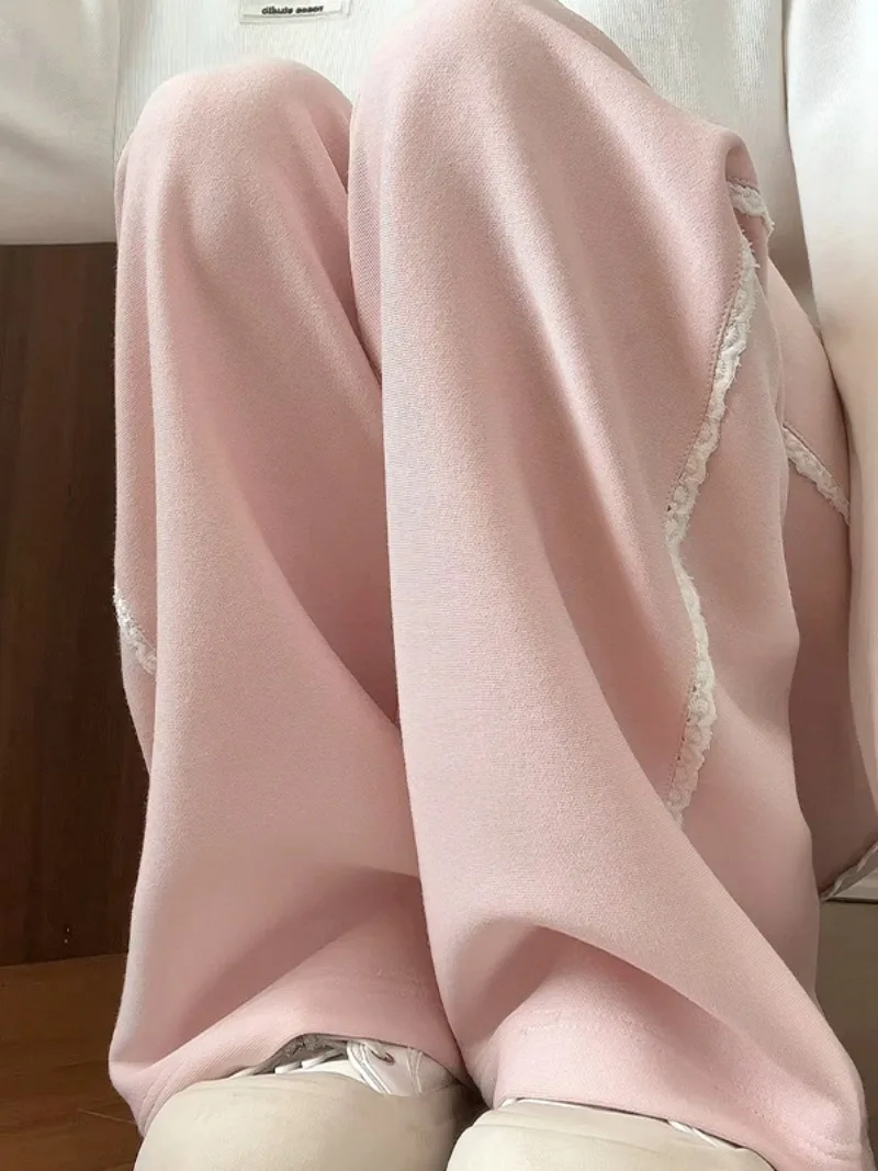 Pink Lace Casual Pants Women Autumn and Winter 2024 New Wide Leg Sweat Pants Design Sense American Straight Sweatpants
Pink Lace Casual Pants Women Autumn and Winter 2024 New Wide Leg Sweat Pants Design Sense American Straight Sweatpants