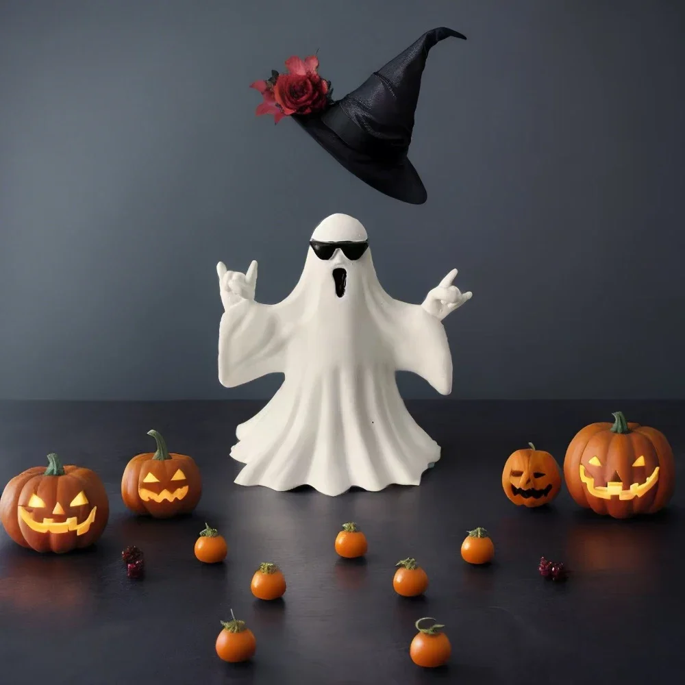 Halloween Rock Sunglasses Ghost Statue Creative Luminous Middle Finger Resin Ghost Figurines Home Decoration For Table Ornament
Halloween Rock Sunglasses Ghost Statue Creative Luminous Middle Finger Resin Ghost Figurines Home Decoration For Table Ornament