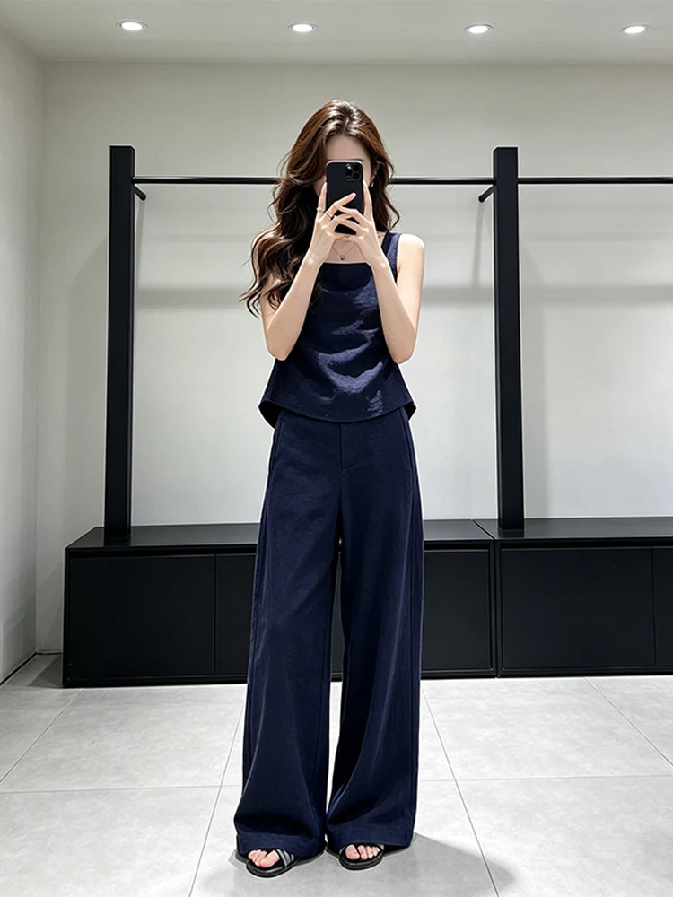 Casual Loose Women's Vest And Wide Leg Pants Set Summer 2026 Square Collar Two Piece Suit Fashionable Loose Sensation
Casual Loose Women's Vest And Wide Leg Pants Set Summer 2026 Square Collar Two Piece Suit Fashionable Loose Sensation