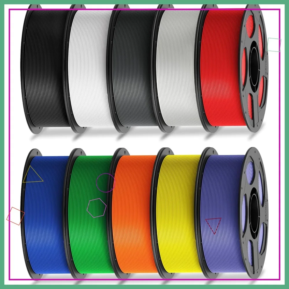 PLA Filament 1.75mm Bundle, 10 Spools 1KG Each, Dimensional Accuracy +/- 0.02mm, 10 Colors
PLA Filament 1.75mm Bundle, 10 Spools 1KG Each, Dimensional Accuracy +/- 0.02mm, 10 Colors