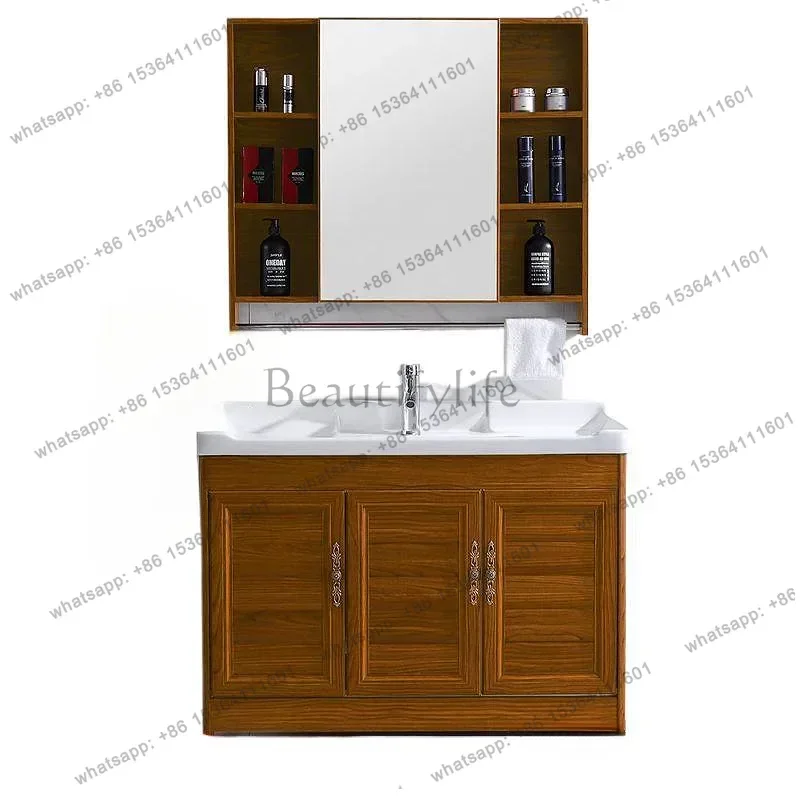 Household bathroom floor-to-ceiling space aluminum yellow washbasin cabinet combination ceramic hand washbasin
Household bathroom floor-to-ceiling space aluminum yellow washbasin cabinet combination ceramic hand washbasin