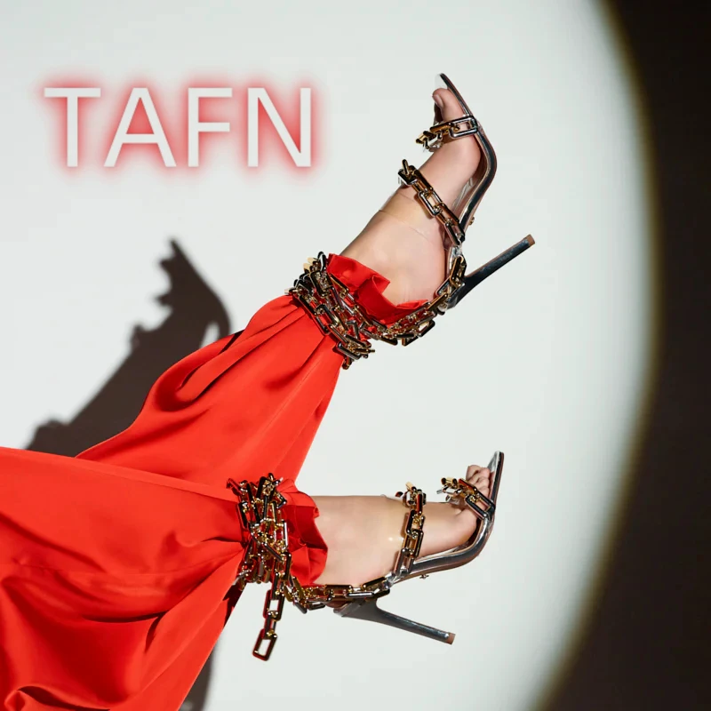 Chain Link Strappy Gold Sandals Slim Stiletto Heel Elegant Pretty Sandals Party Dress Sandals Shoes Female Ankle Wrap Large Size
Chain Link Strappy Gold Sandals Slim Stiletto Heel Elegant Pretty Sandals Party Dress Sandals Shoes Female Ankle Wrap Large Size