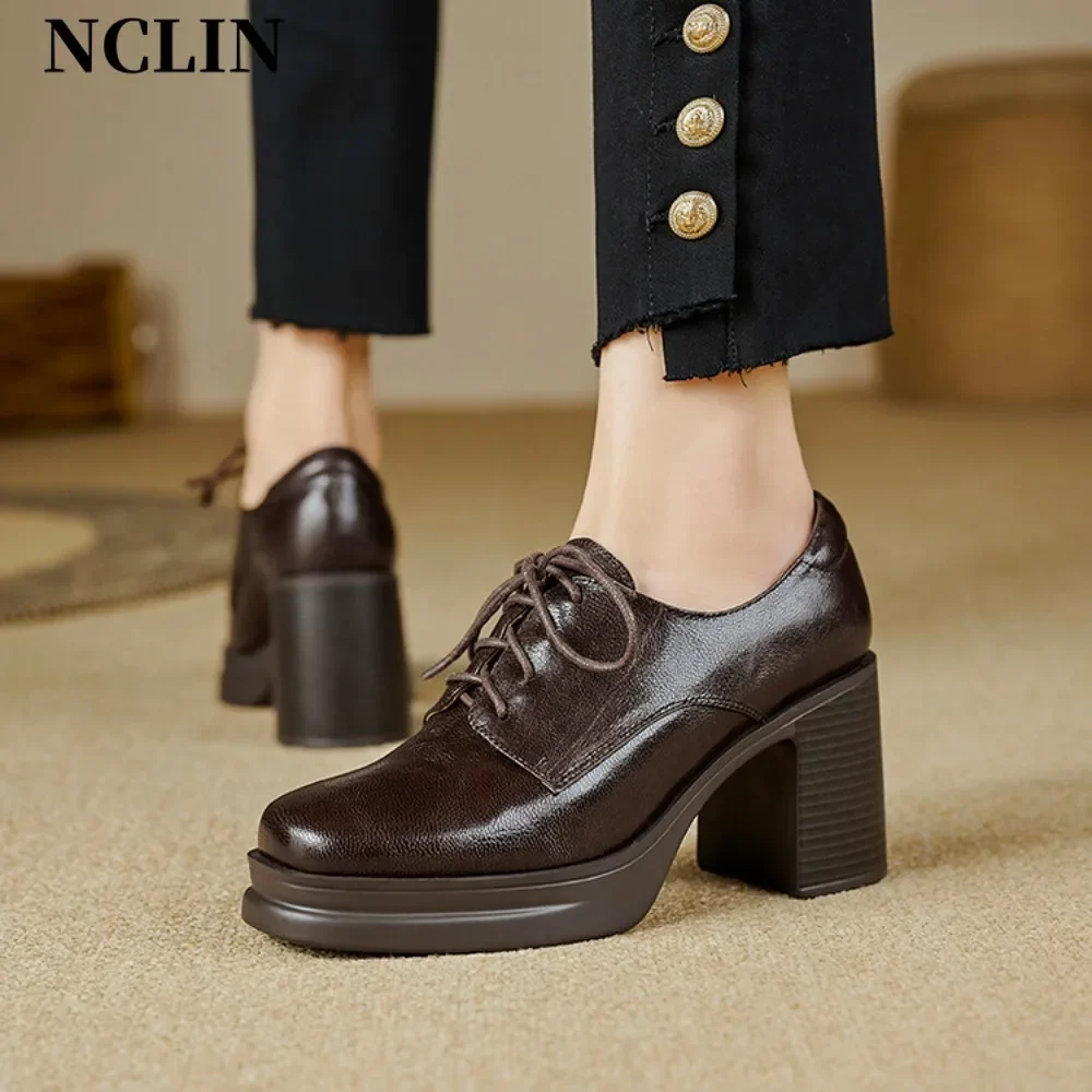Women Loafers Shoes Genuine Leather Thick Heels Student Shoes Female Lace Up British Style Lady Oxford Shoes Footwear
Women Loafers Shoes Genuine Leather Thick Heels Student Shoes Female Lace Up British Style Lady Oxford Shoes Footwear