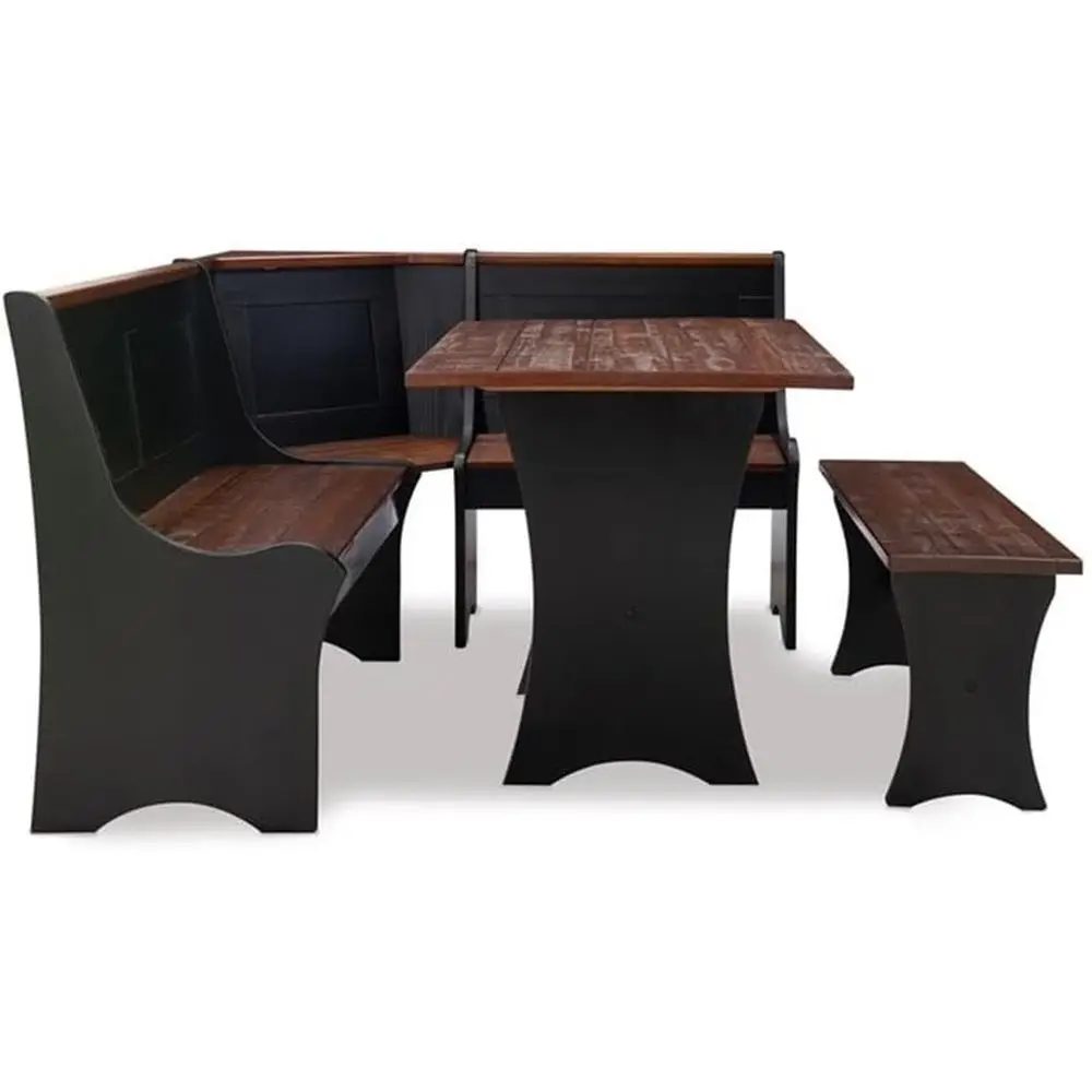 3-Piece Solid Wood Breakfast Nook Set for Indoor Kitchen Dining in Black
3-Piece Solid Wood Breakfast Nook Set for Indoor Kitchen Dining in Black