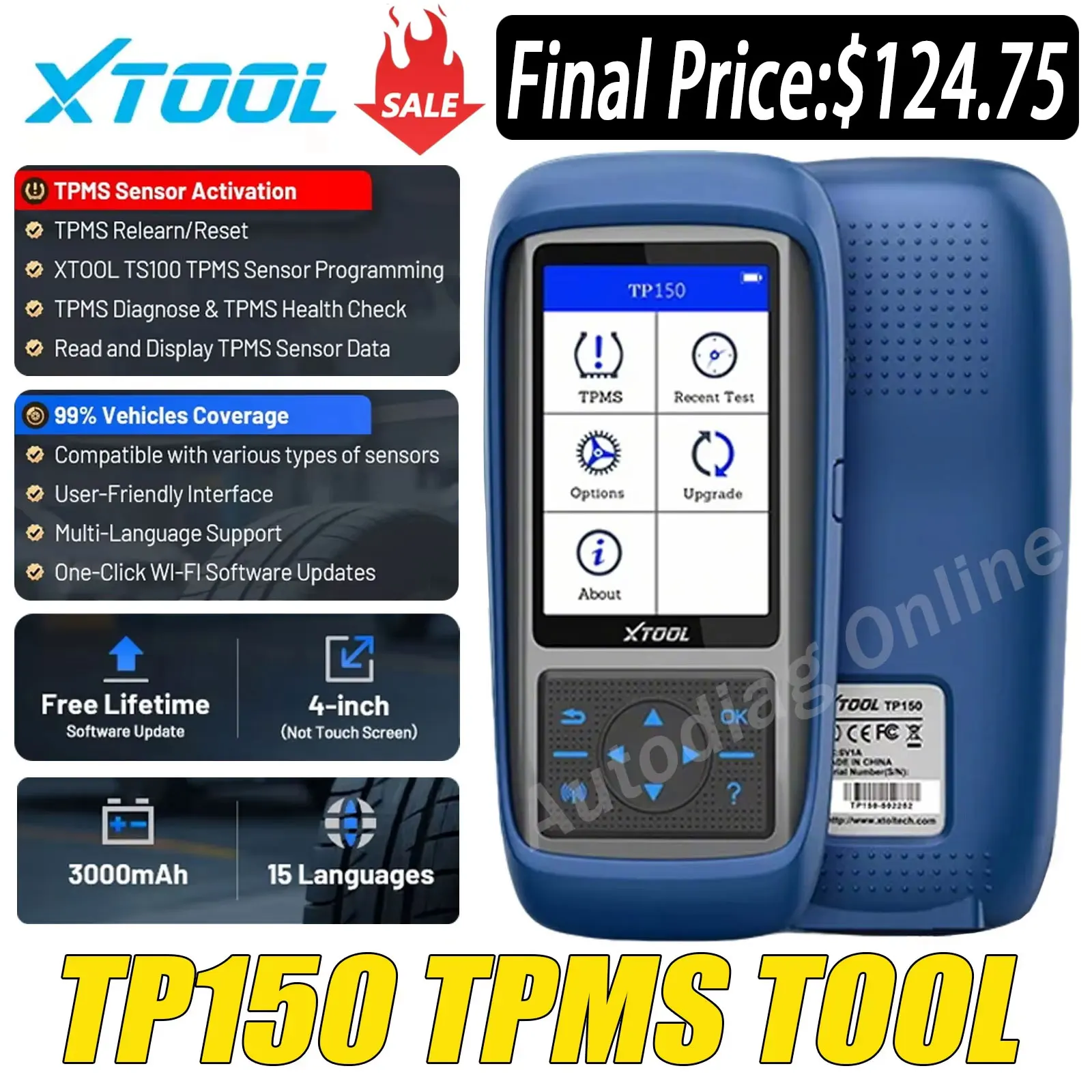 XTOOL TP150 TPMS Programming Tool Activate All Sensor Work On 315 433MHz Tire Pressure Monitor Read Clear DTCs WIFI TPMS Relearn
XTOOL TP150 TPMS Programming Tool Activate All Sensor Work On 315 433MHz Tire Pressure Monitor Read Clear DTCs WIFI TPMS Relearn