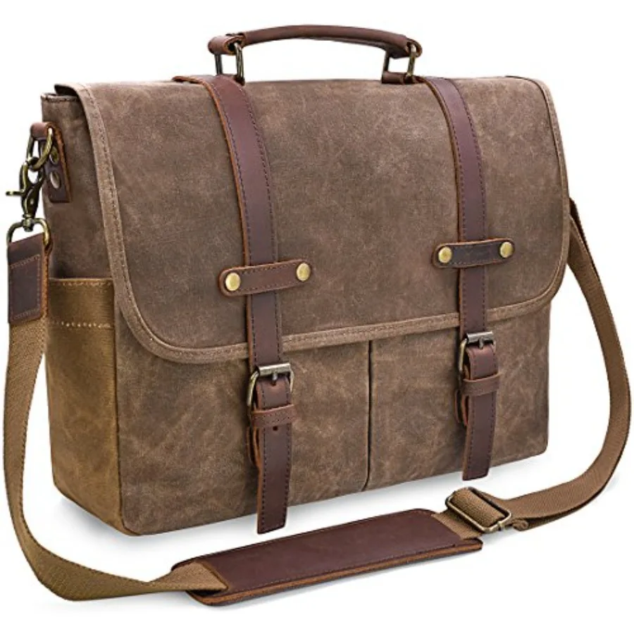 Mens Messenger Bag 15.6 Inch Waterproof Vintage Genuine Leather Waxed Canvas Briefcase Large Leather Computer Laptop Bag Rugged
Mens Messenger Bag 15.6 Inch Waterproof Vintage Genuine Leather Waxed Canvas Briefcase Large Leather Computer Laptop Bag Rugged