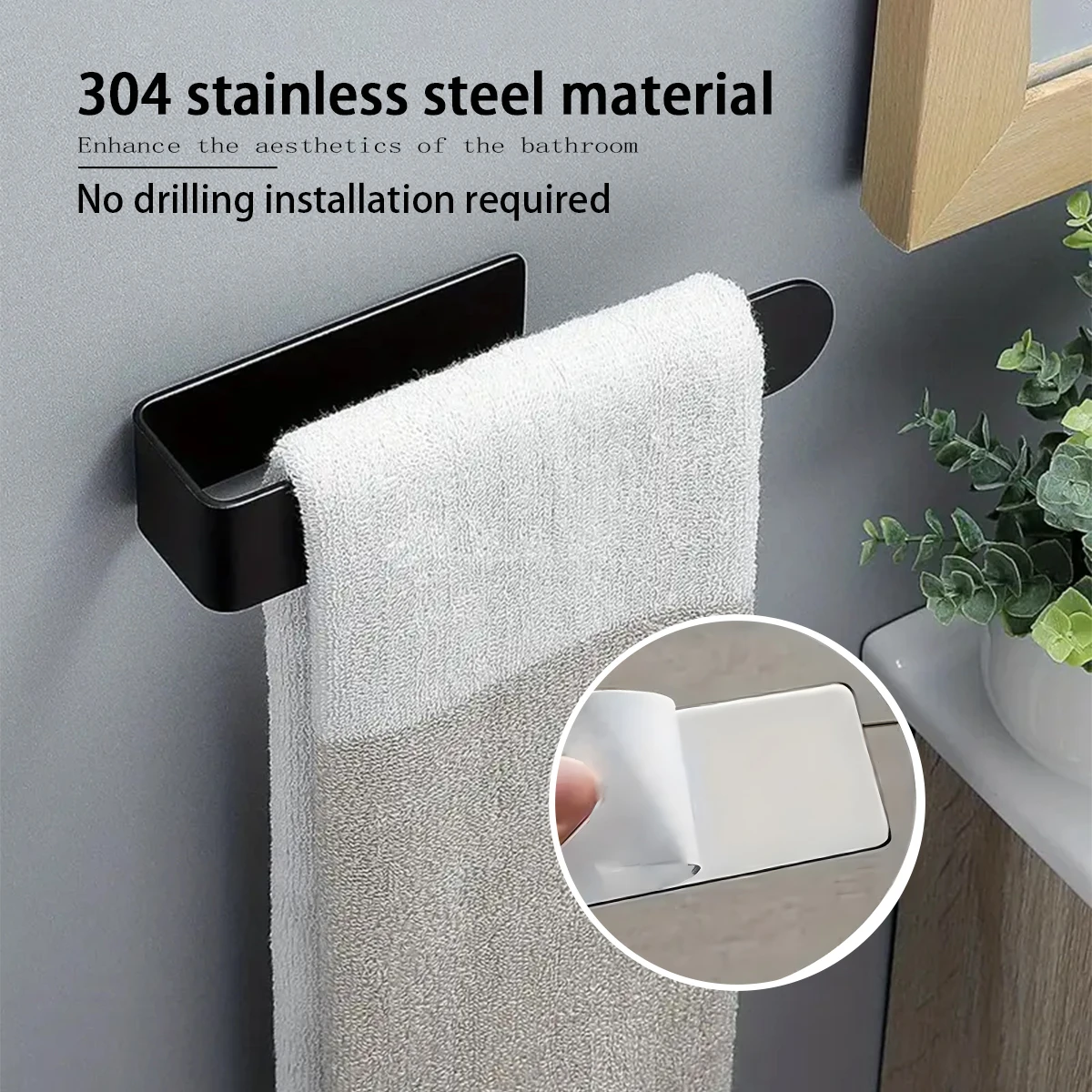 Self-Adhesive Stainless Steel Towel Rack - Black, No-Drilling Wall-Mounted Rack for Bathroom and Kitchen, for Hanging Towels, Towel Rack
Self-Adhesive Stainless Steel Towel Rack - Black, No-Drilling Wall-Mounted Rack for Bathroom and Kitchen, for Hanging Towels, Towel Rack