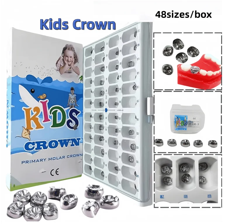 48 размеров, стоматологическая педиатрическая предварительно сформированная временная детская корона из нержавеющей стали, ортодонтическая первичная молярная корона, стоматологический инструмент
48 размеров, стоматологическая педиатрическая предварительно сформированная временная детская корона из нержавеющей стали, ортодонтическая первичная молярная корона, стоматологический инструмент