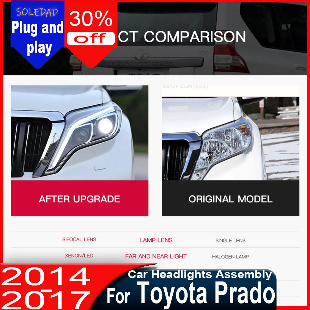 Автомобильные фары для Toyota Prado LC150 2014-2017: Обновленные фары с ДХО, передние светодиодные лампы, динамические указатели поворота, линзы-проекторы
Автомобильные фары для Toyota Prado LC150 2014-2017: Обновленные фары с ДХО, передние светодиодные лампы, динамические указатели поворота, линзы-проекторы