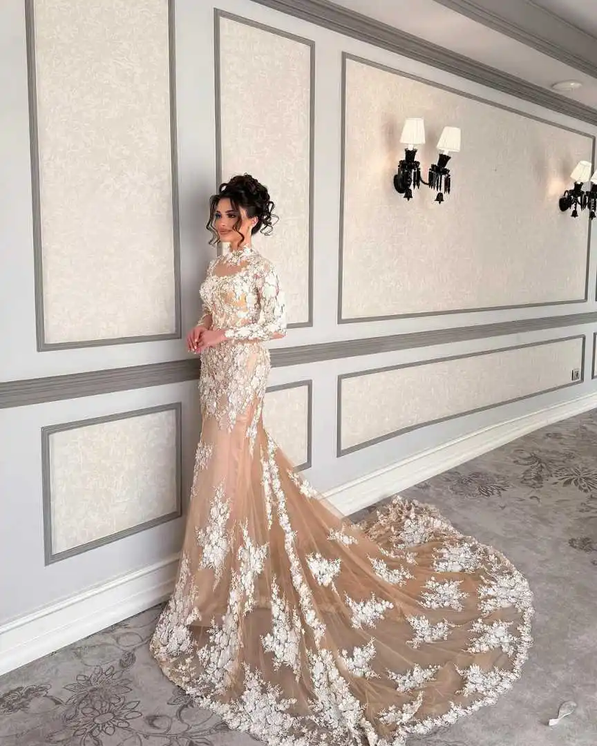 Luxury Black Girls Wedding Dresses 3D Floral Appliques Long Sleeve Bridal Events Gowns African Mermaid Dress Customized
Luxury Black Girls Wedding Dresses 3D Floral Appliques Long Sleeve Bridal Events Gowns African Mermaid Dress Customized
