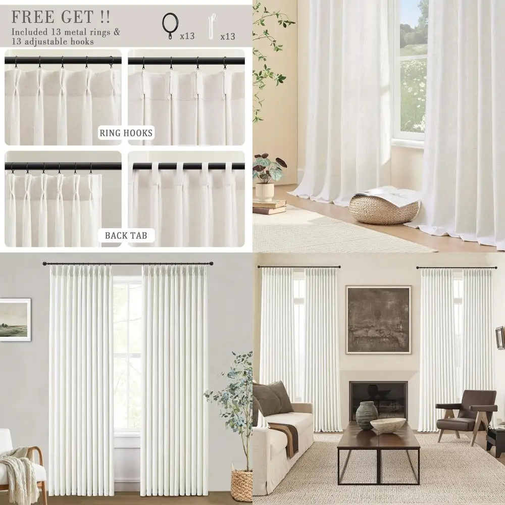 Льняные шторы 80 дюймов, комплект из 2 панелей для гостиной и столовой, светопропускающие, в современном коттеджном стиле, плиссированные, для обеспечения приватности
Льняные шторы 80 дюймов, комплект из 2 панелей для гостиной и столовой, светопропускающие, в современном коттеджном стиле, плиссированные, для обеспечения приватности