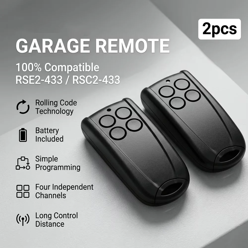2pcs Garage Remote Control For RSC2-433 RSE2-433 RSE2 RSC2 433MHz Rolling Code Gate Opener Key Fob
2pcs Garage Remote Control For RSC2-433 RSE2-433 RSE2 RSC2 433MHz Rolling Code Gate Opener Key Fob