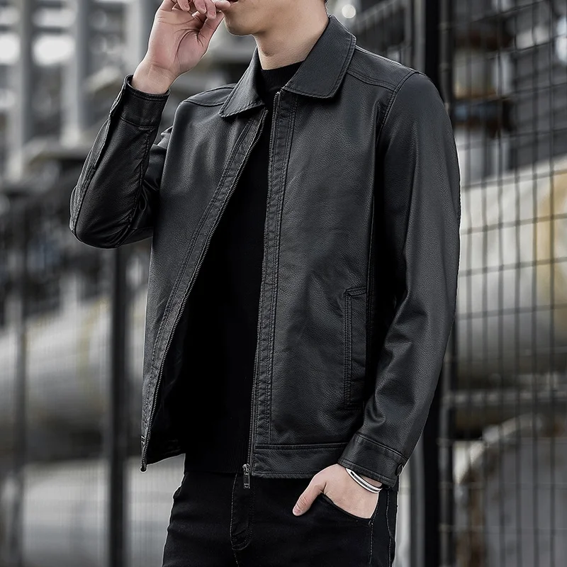 Casual Leather Jaet Men's Sli Motorcycle Clothes Spring Autumn New Trendy Brand Stand Collar Leather Jaet Outerwear
Casual Leather Jaet Men's Sli Motorcycle Clothes Spring Autumn New Trendy Brand Stand Collar Leather Jaet Outerwear
