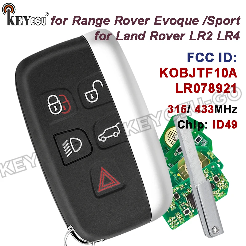 KEYECU 315МГц / 433МГц KOBJTF10A / LR078921 для Land Rover LR2 LR4, для Range Rover Evoque / Sport — Умный ключ-брелок
KEYECU 315МГц / 433МГц KOBJTF10A / LR078921 для Land Rover LR2 LR4, для Range Rover Evoque / Sport — Умный ключ-брелок