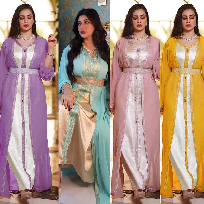 2023 Islam Abaya Dress Middle East Ethnic Style European and American Solid Color Chiffon Dress Muslim Women's Robes
2023 Islam Abaya Dress Middle East Ethnic Style European and American Solid Color Chiffon Dress Muslim Women's Robes