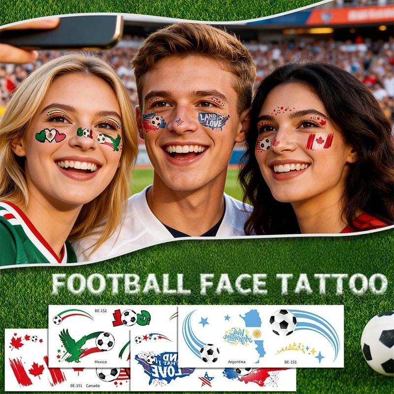 1pc Soccer Game Face Tattoo Stickers National Flag Waterproof Temporary Fan Body Hand Stickers for Sports Party Gathering
1pc Soccer Game Face Tattoo Stickers National Flag Waterproof Temporary Fan Body Hand Stickers for Sports Party Gathering
