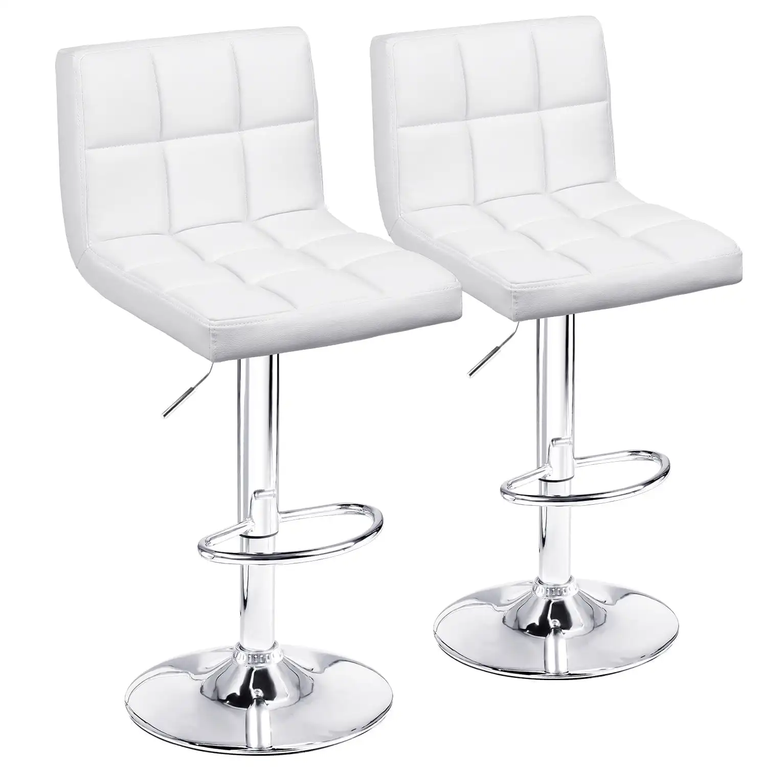 Bar Stools Set of 2 Modern PU Leather Height Adjustable Hydraulic Kitchen Counter Square Island Swivel Barstool with Back, White 
Bar Stools Set of 2 Modern PU Leather Height Adjustable Hydraulic Kitchen Counter Square Island Swivel Barstool with Back, White