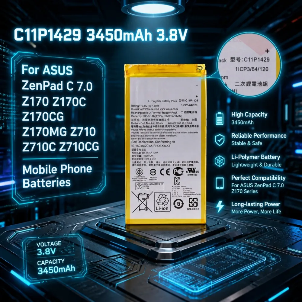 Hot Sale C11P1429 3450mAh 3.8V Battery For ASUS ZenPad C 7.0 Z170 Z170C Z170CG Z170MG Z710 Z710C Z710CG Mobile Phone Batteries
Hot Sale C11P1429 3450mAh 3.8V Battery For ASUS ZenPad C 7.0 Z170 Z170C Z170CG Z170MG Z710 Z710C Z710CG Mobile Phone Batteries