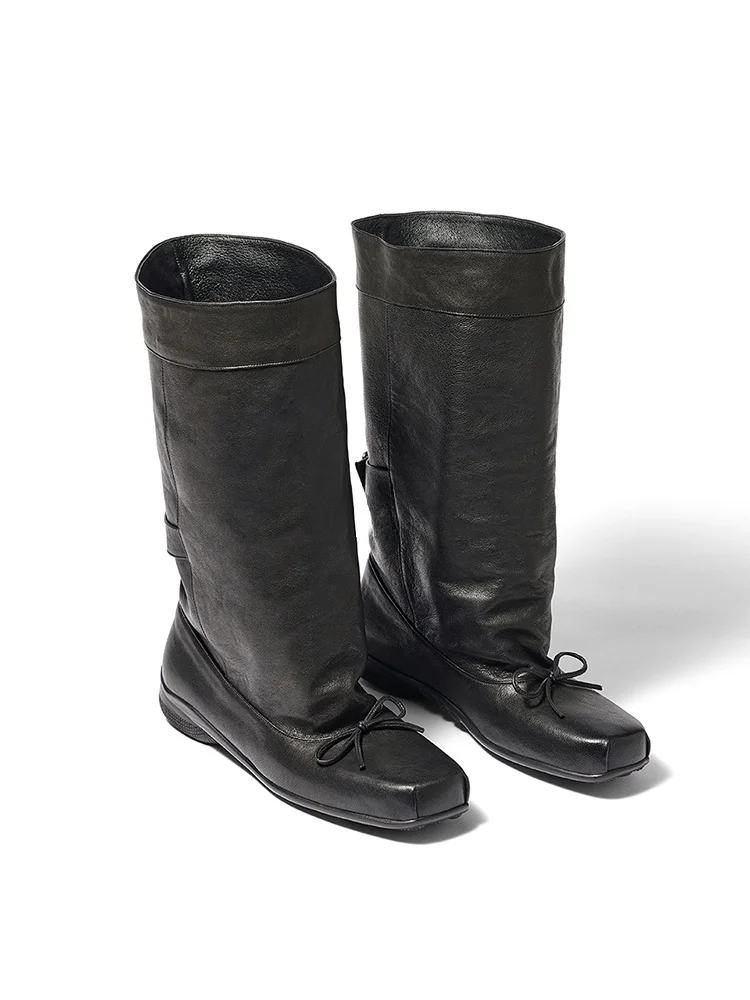 Ботинки-трубы Chiligirl с широким голенищем, корейские балетки на плоской подошве с узлом, модные ботинки до середины икры для молодежи
Ботинки-трубы Chiligirl с широким голенищем, корейские балетки на плоской подошве с узлом, модные ботинки до середины икры для молодежи