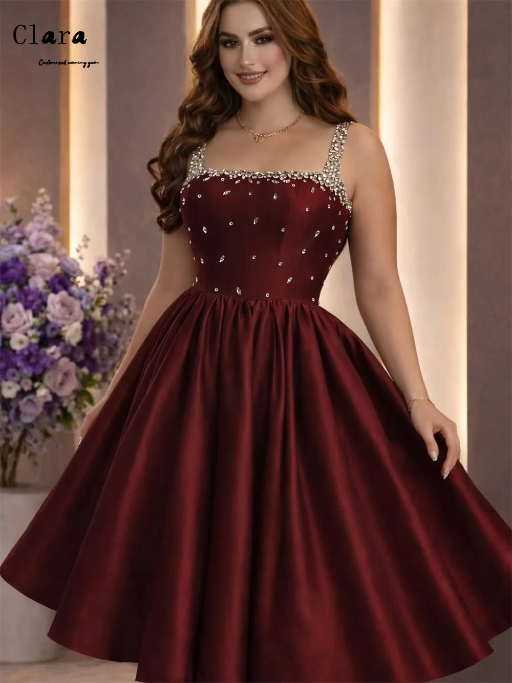 Clara Custom Burgundy A-line Skirt Rhinestones Elegant Party Dresses 2026 Luxury Evening Dresses for Events Party Long Dress
Clara Custom Burgundy A-line Skirt Rhinestones Elegant Party Dresses 2026 Luxury Evening Dresses for Events Party Long Dress