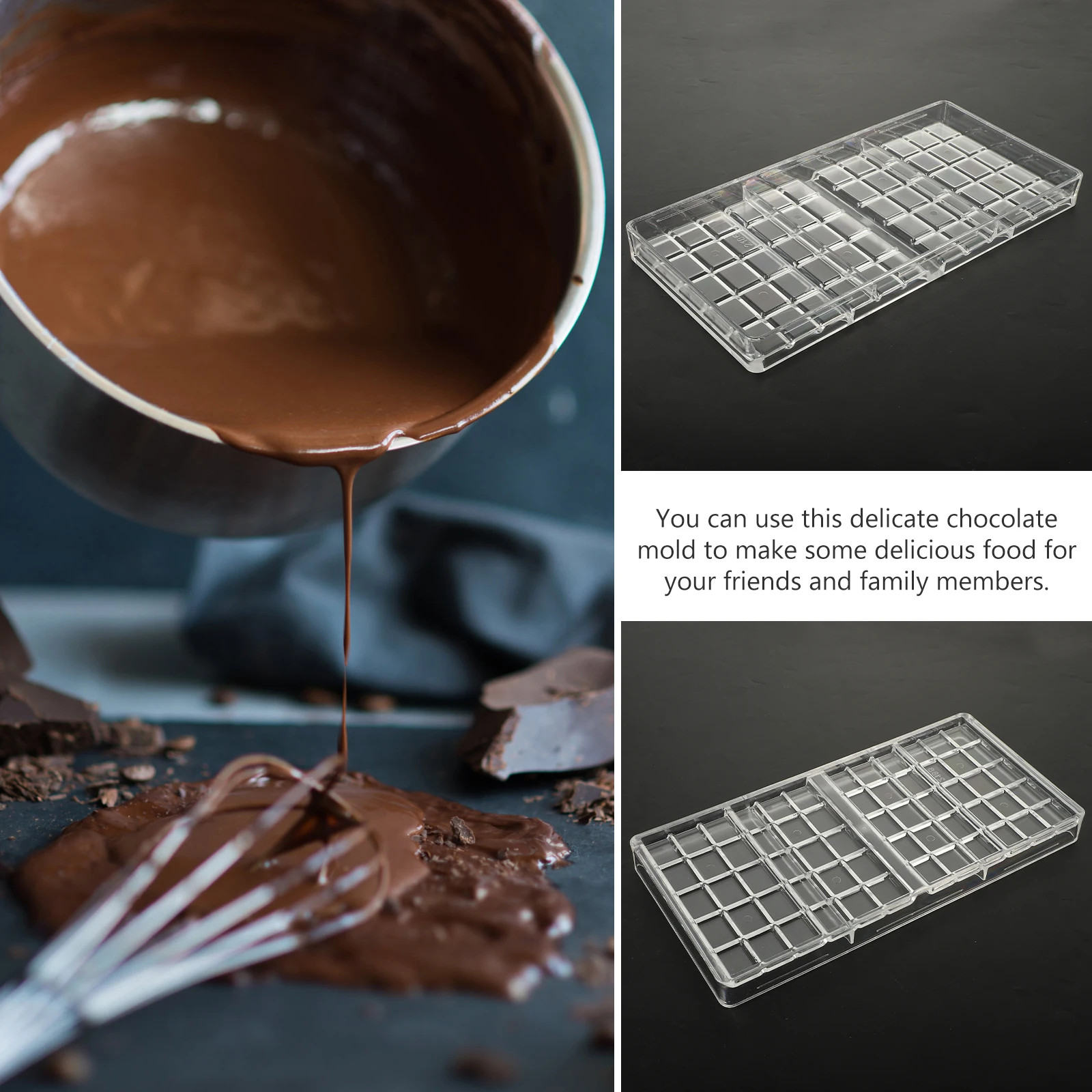 Chocolate Mold Baking Molds Portable Reusable PE Material Design NonStick Easy Demould Candy Making
Chocolate Mold Baking Molds Portable Reusable PE Material Design NonStick Easy Demould Candy Making