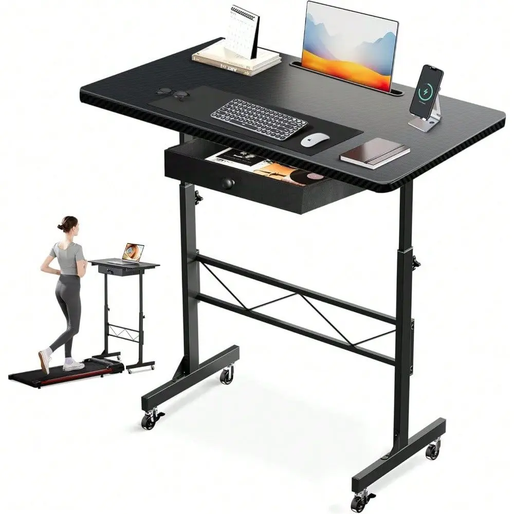 Mobile Standing Desk, 32In Wide Adjustable Height Stand Desk For Home Office, Portable Sit Stand Rolling Computer Desk With
Mobile Standing Desk, 32In Wide Adjustable Height Stand Desk For Home Office, Portable Sit Stand Rolling Computer Desk With