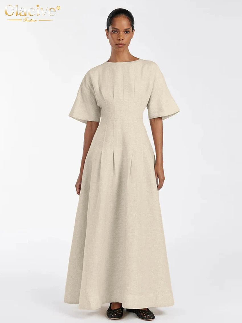 Clacive Summer Apricot Cotton Women Dress 2025 Fashion O-Neck Short Sleeve Ankle Length Dresses Elegant High Waist Female Dress
Clacive Summer Apricot Cotton Women Dress 2025 Fashion O-Neck Short Sleeve Ankle Length Dresses Elegant High Waist Female Dress