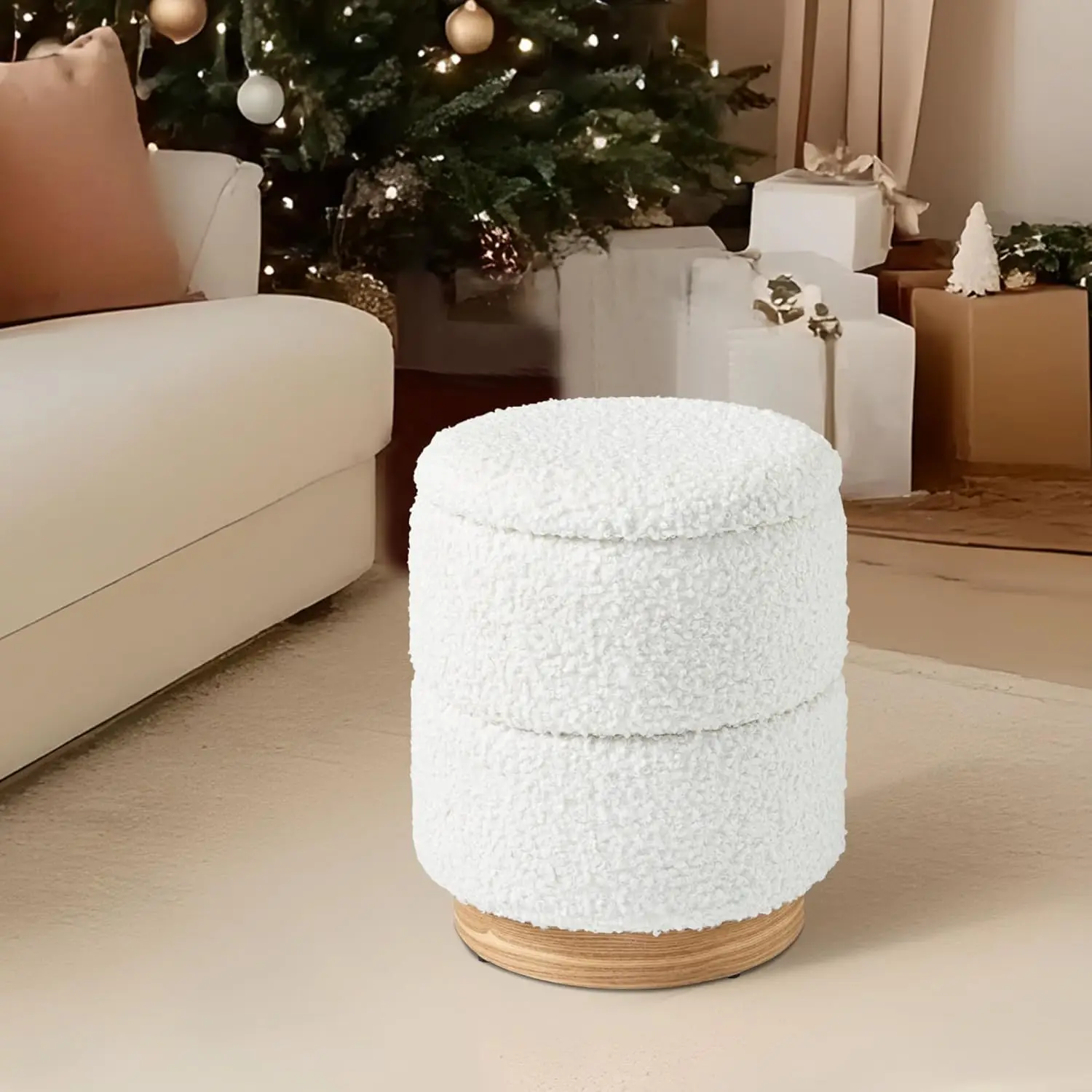 Get Set Style Round Ottoman with Storage, Modern Boucle Upholstered Foot Stool with Wood Base, Vanity Stool, Extra Seat for Living Room Bedroom Entryway, White
Get Set Style Round Ottoman with Storage, Modern Boucle Upholstered Foot Stool with Wood Base, Vanity Stool, Extra Seat for Living Room Bedroom Entryway, White